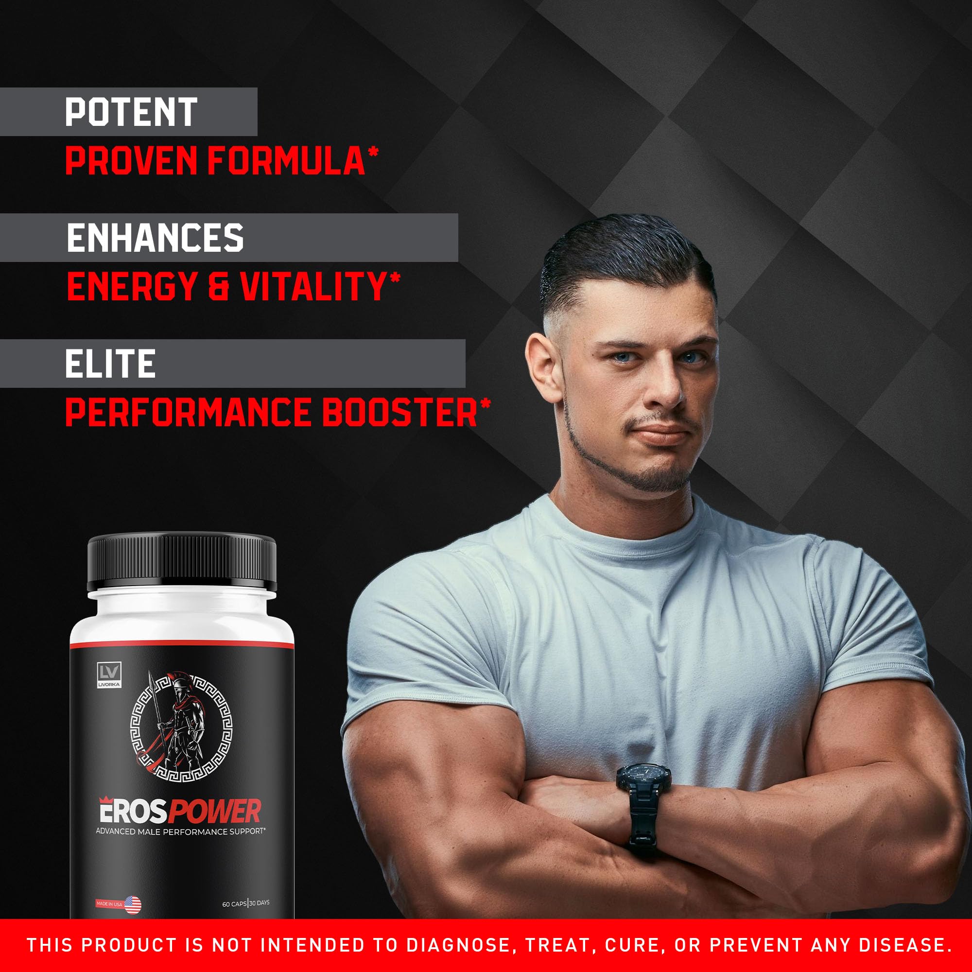 Close-up LIVORKA Eros Power capsules for daily dosing.