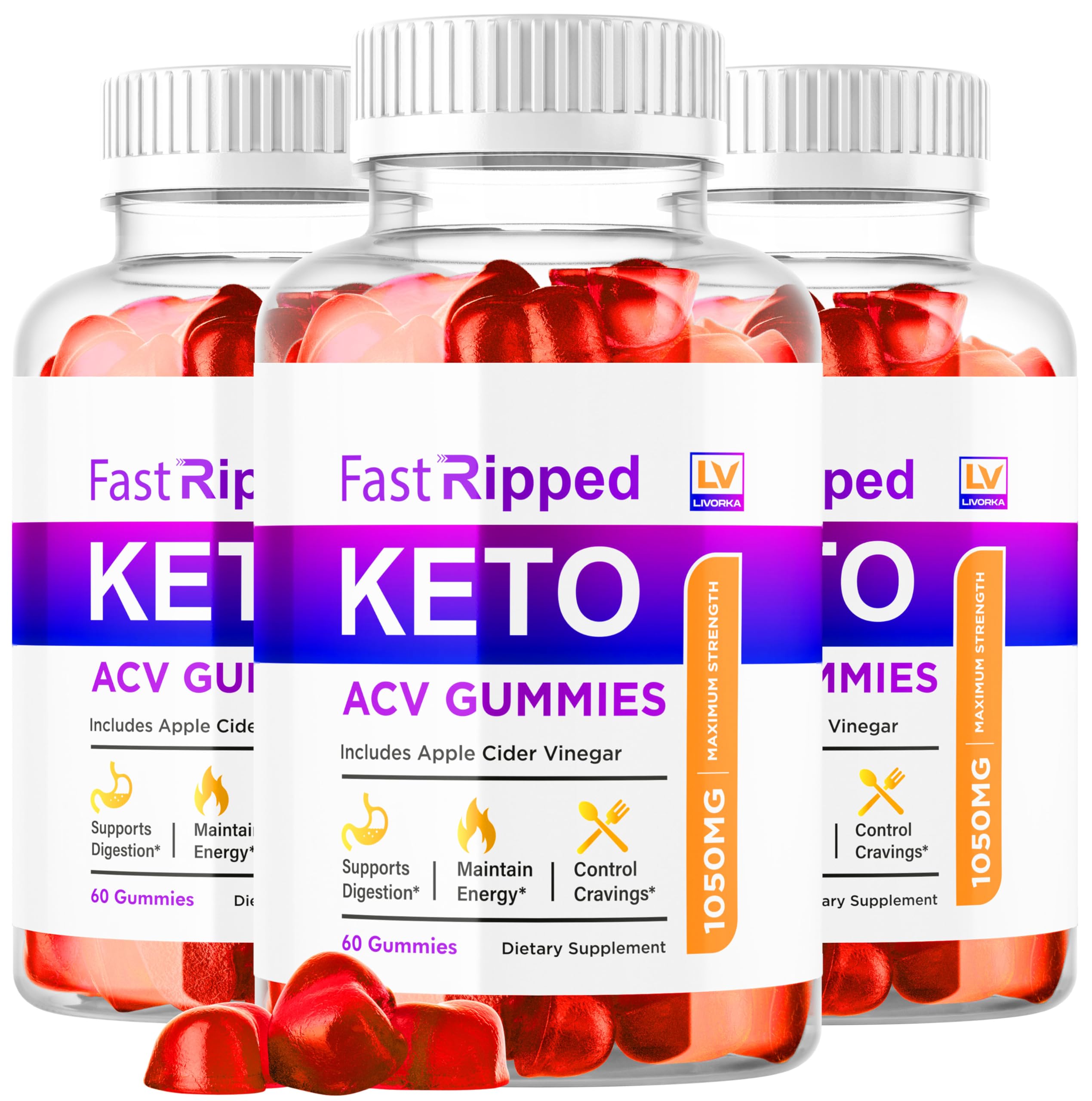 LIVORKA Fast Ripped Keto ACV Gummies bottle shows daily wellness potential.