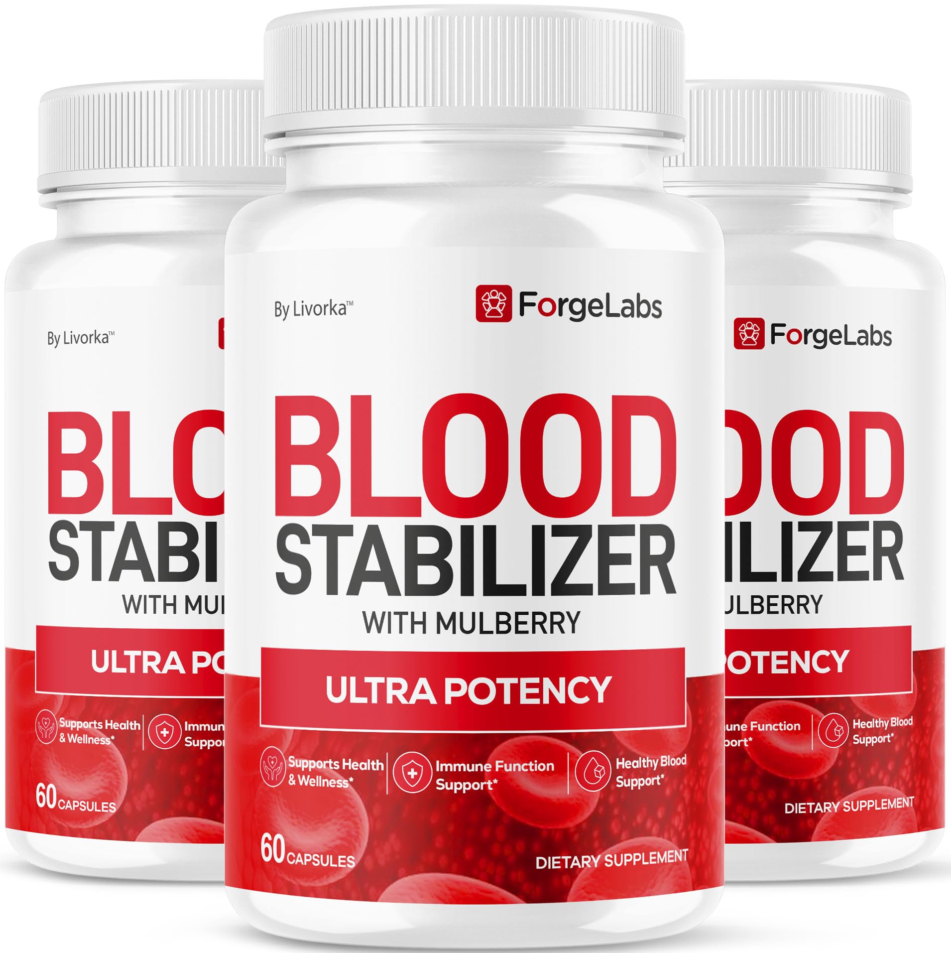 LIVORKA Forge Labs Blood Stabilizer 3-pack box for premium wellness support.