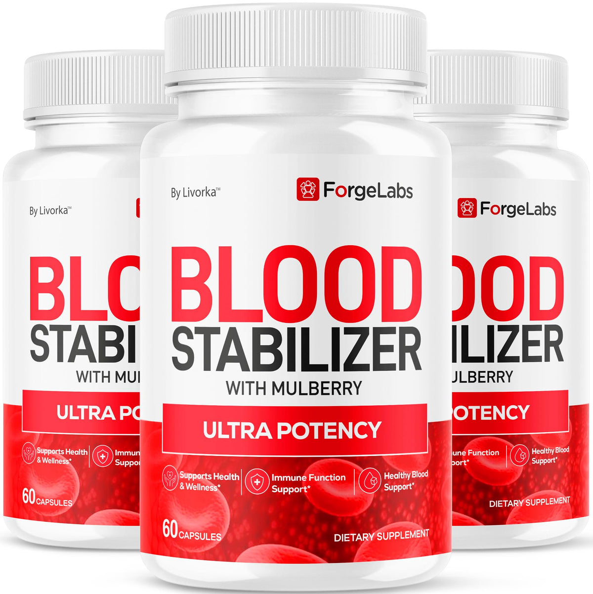 LIVORKA Forge Labs Blood Stabilizer 3-pack box for premium wellness support.
