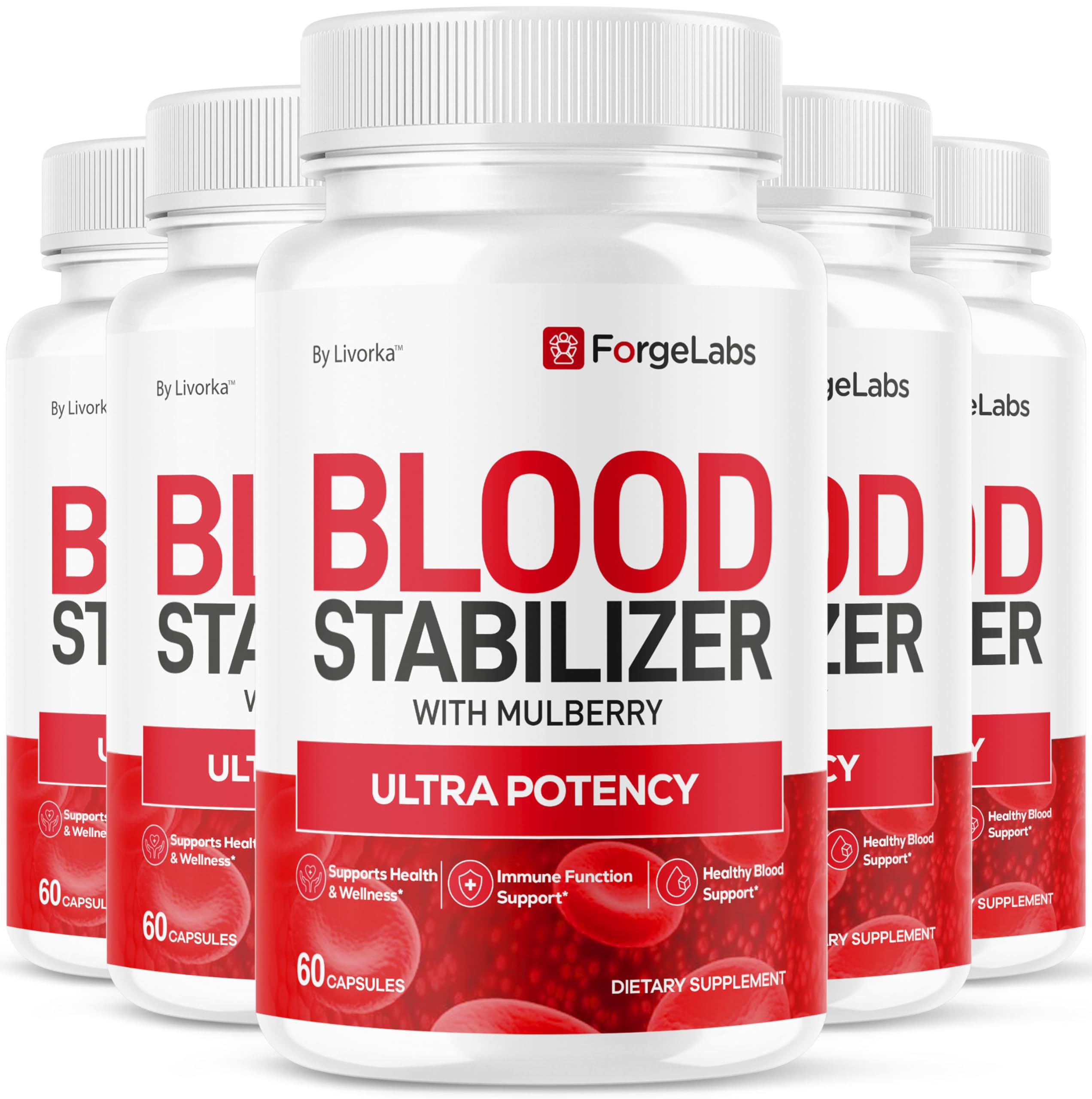 LIVORKA Forge Labs Blood Stabilizer bottle front view for daily use.
