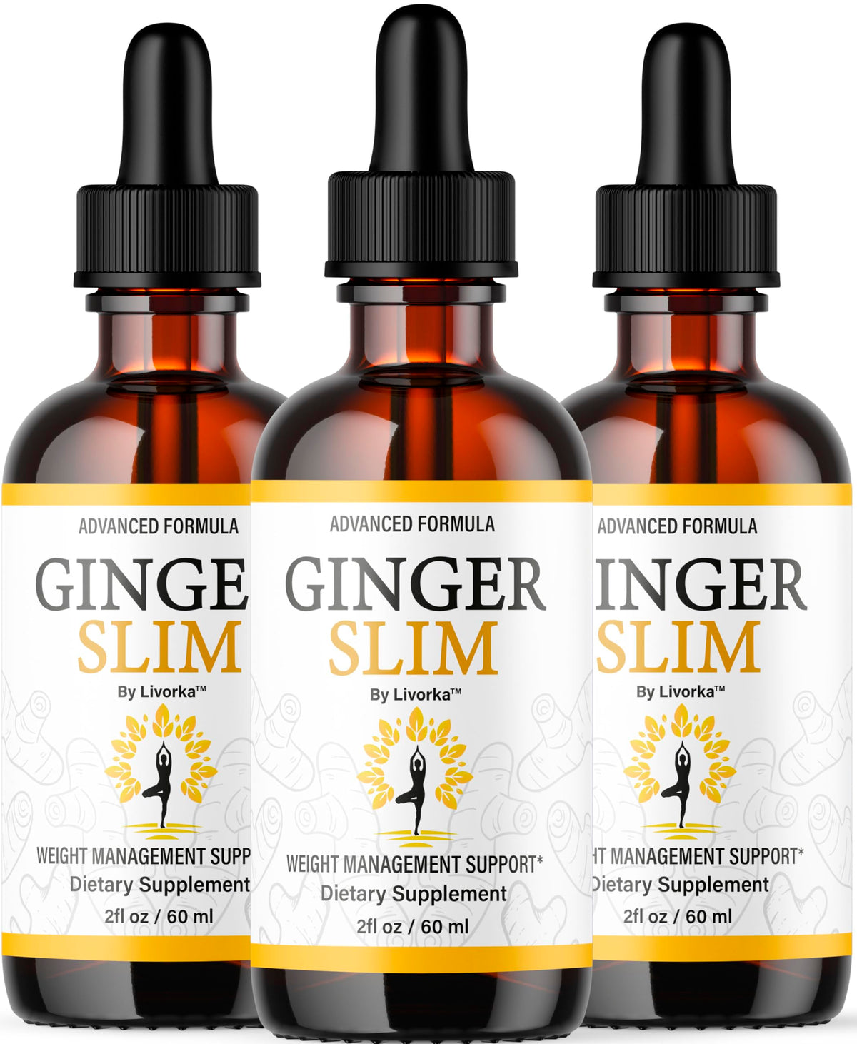 LIVORKA Ginger Slim Drops bottle-front showing premium natural formula for daily use.