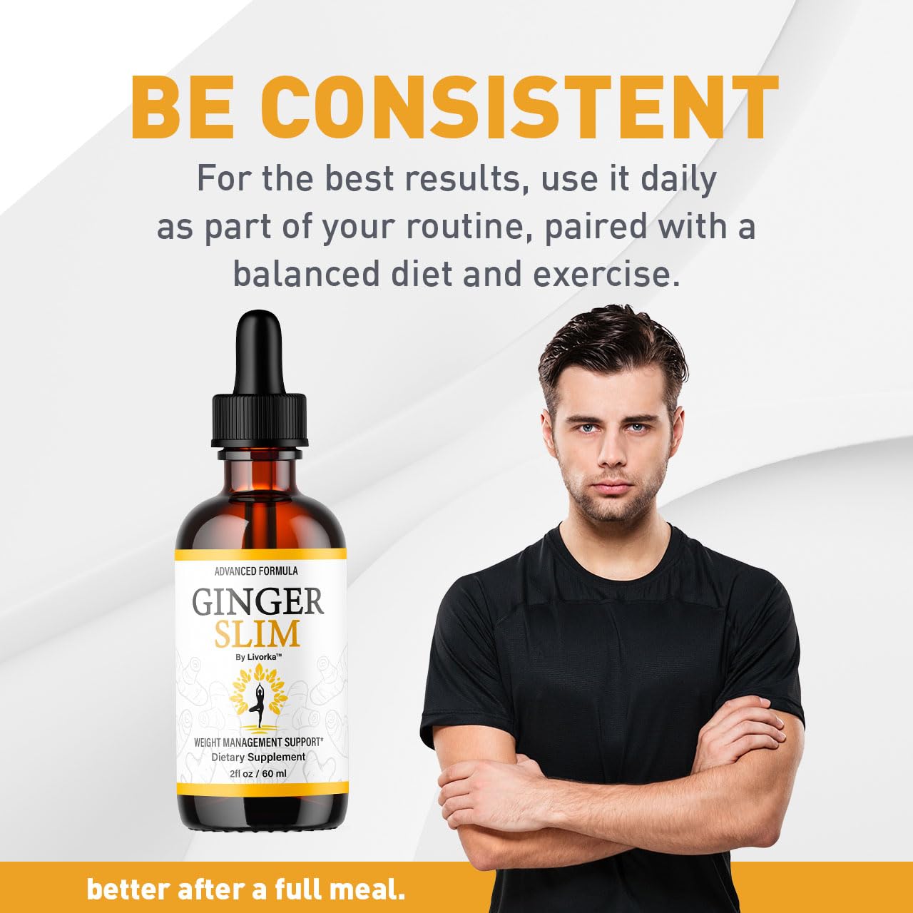 LIVORKA Ginger Slim Drops ginger-illustration highlighting natural origin.