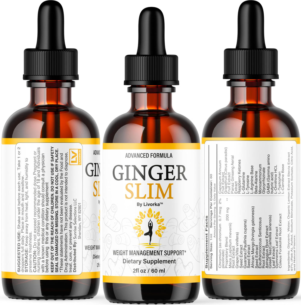 LIVORKA Ginger Slim Drops lifestyle-table setup for daily wellness routine.
