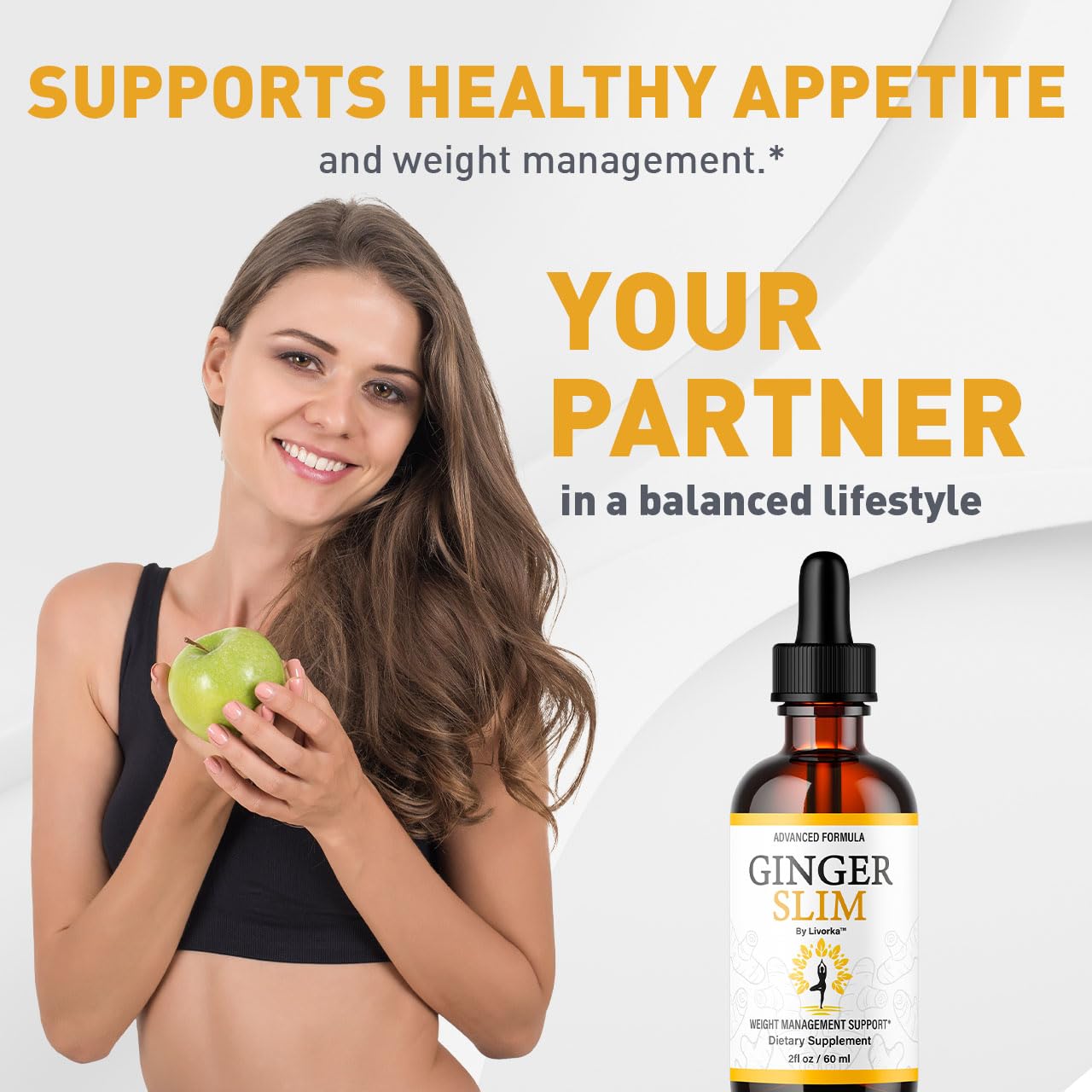 LIVORKA Ginger Slim Drops packaging-display with three bottles for convenience.