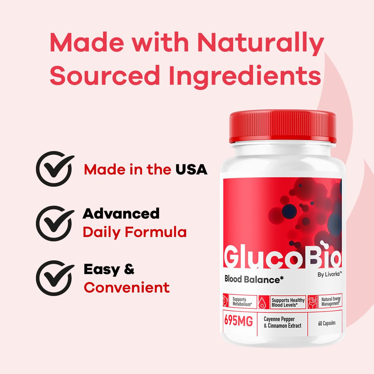 LIVORKA GlucoBio capsules multi-pack view emphasizing long-term health support.