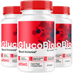 LIVORKA GlucoBio capsules pack front showcasing the advanced formula for daily wellness.