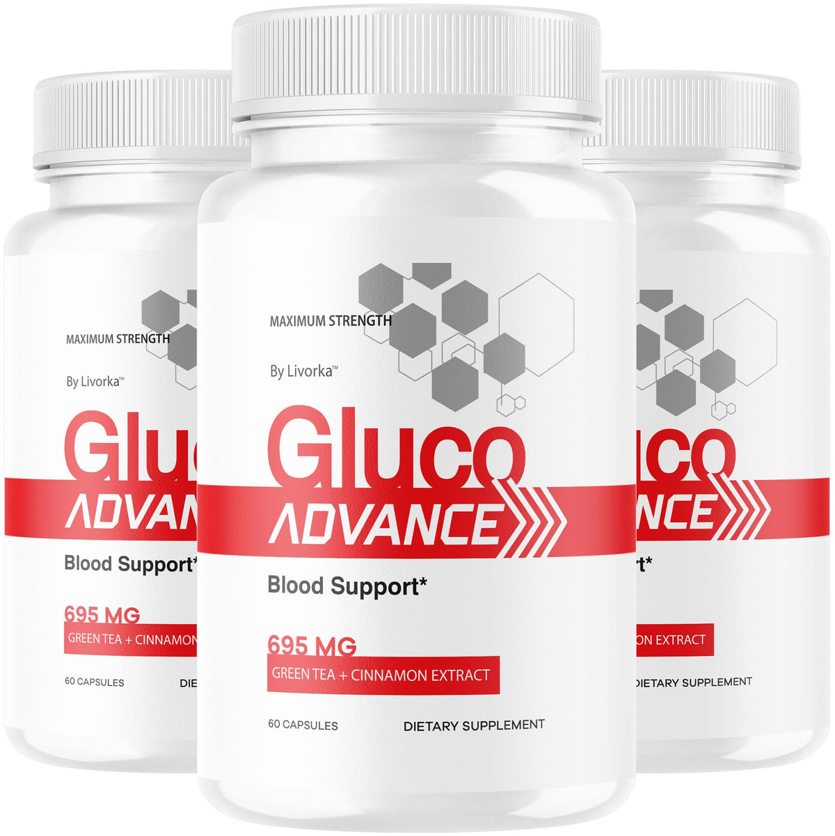 LIVORKA Gluco Advance bottle-front view for daily wellness.