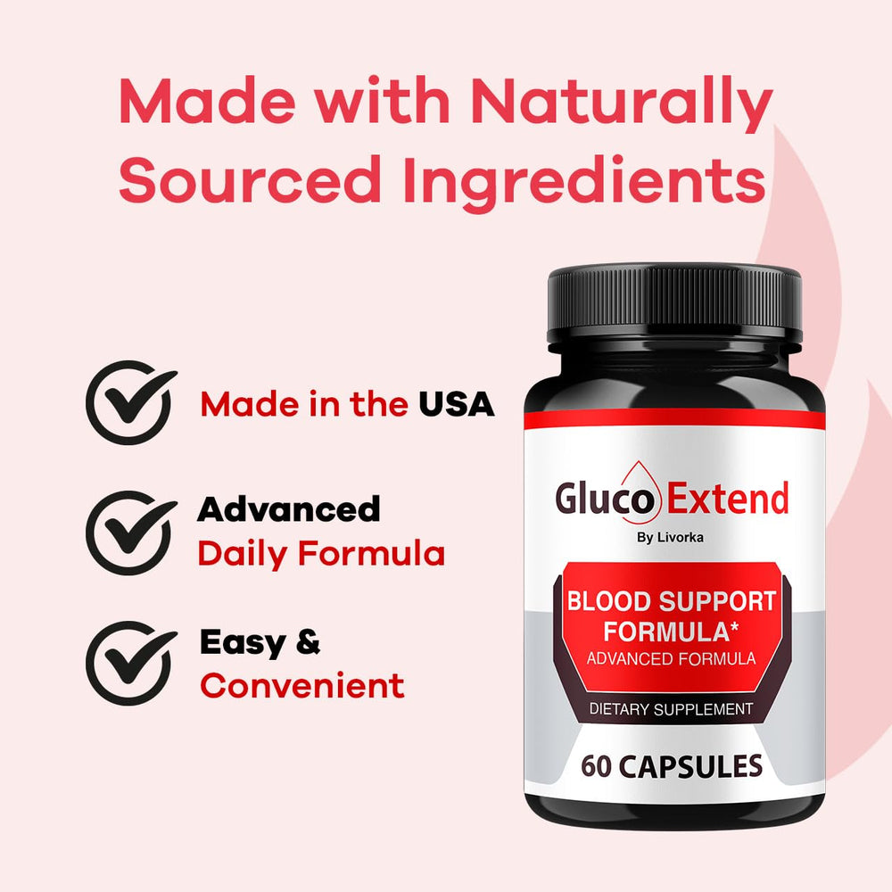 LIVORKA Gluco Extend label close-up highlighting natural ingredients.