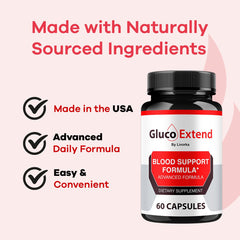 LIVORKA Gluco Extend label close-up highlighting natural ingredients.