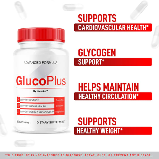 Close-up of Gluco Plus capsules highlighting natural ingredients