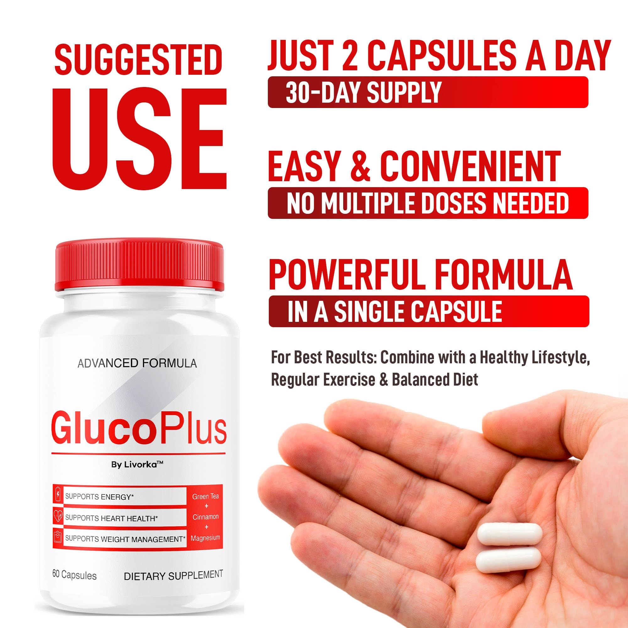 GMP-certified USA production label on Gluco Plus packaging