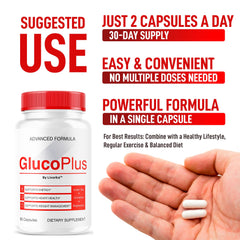 GMP-certified USA production label on Gluco Plus packaging