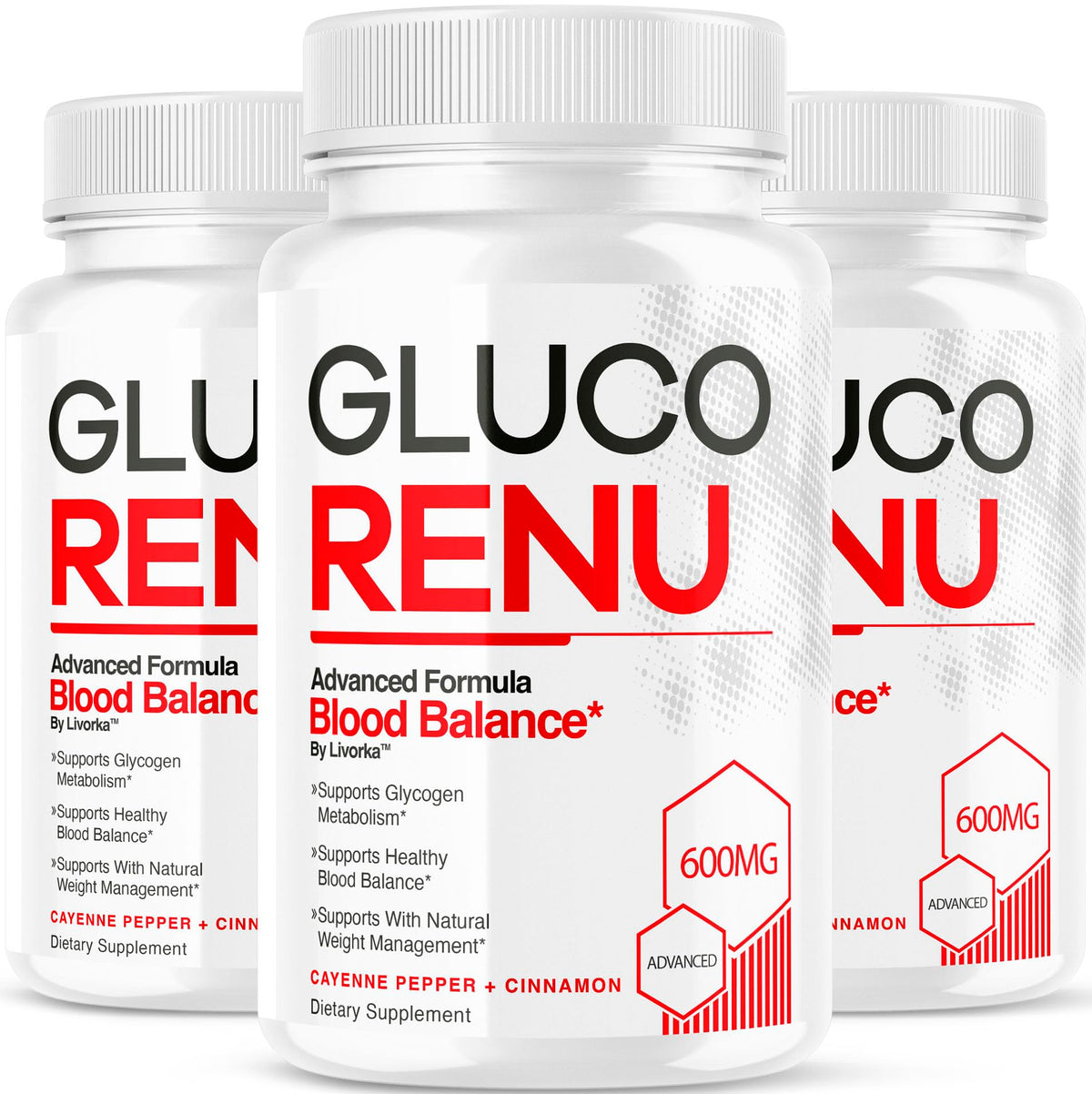 LIVORKA Gluco Renu bottle front label for daily wellness support.