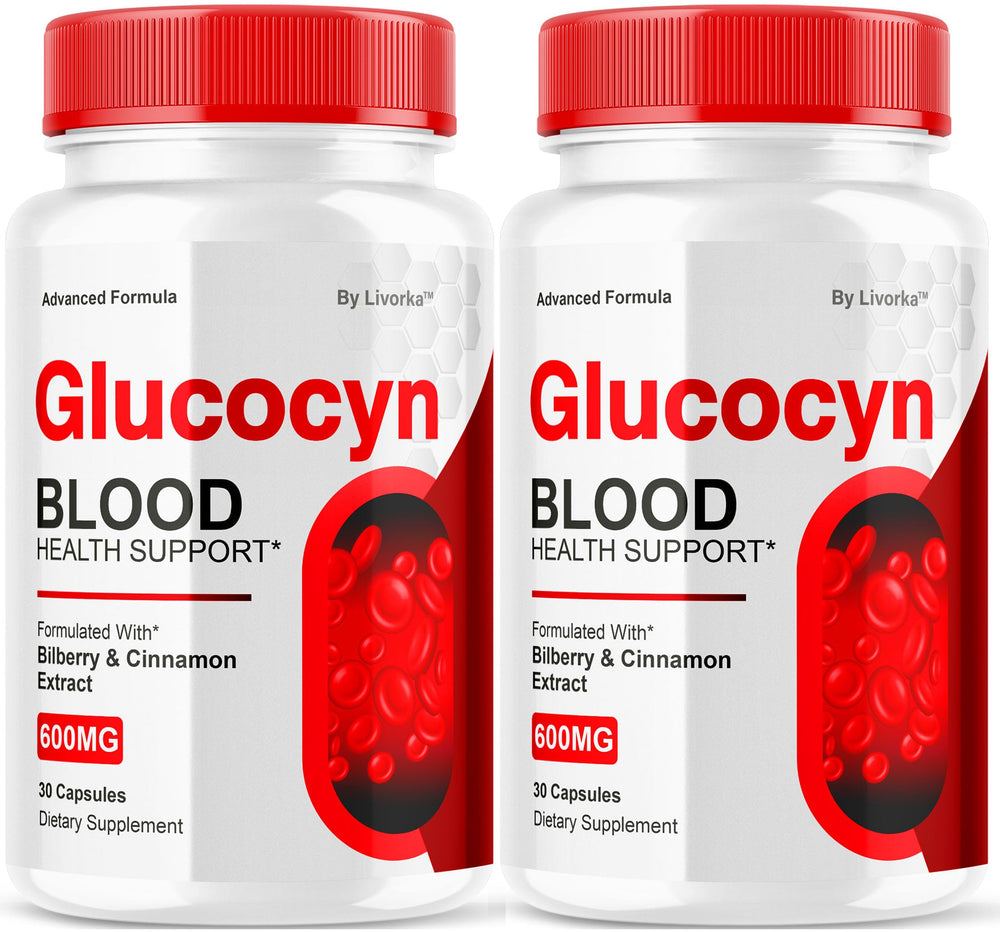 Livorka Glucocyn bottle front showing two-pack packaging for daily use.