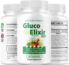 Back of GlucoElixir Pro label showing usage directions
