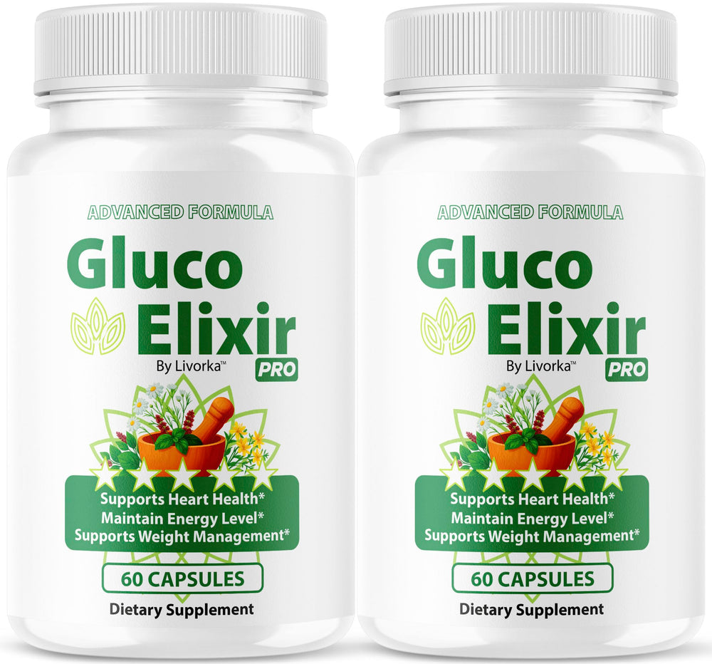 LIVORKA GlucoElixir Pro capsule bottle close-up for daily wellness.