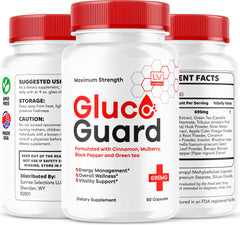 LIVORKA GlucoGuard bottle with glass of water and fruit garnish.