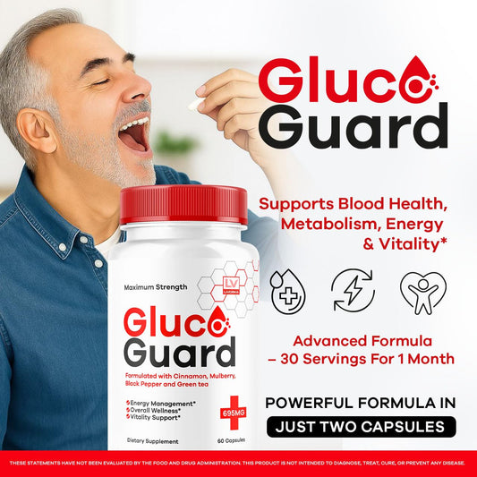 LIVORKA GlucoGuard capsules close-up showing natural pills for daily use.