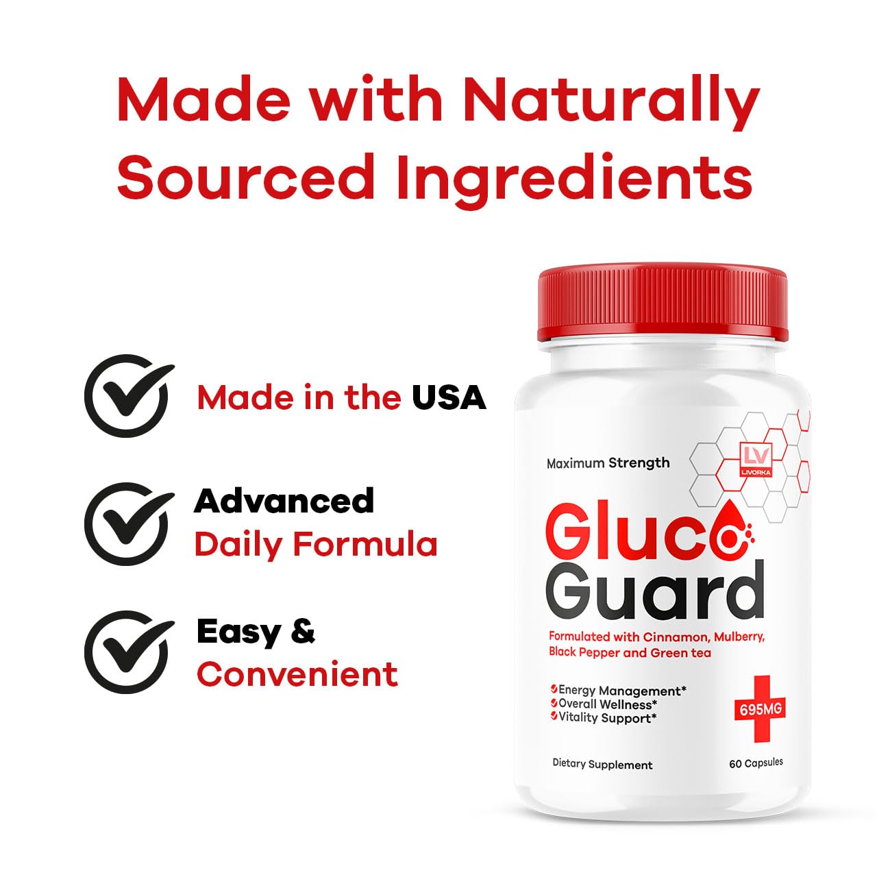 LIVORKA GlucoGuard daily-use bottle ready for morning routine