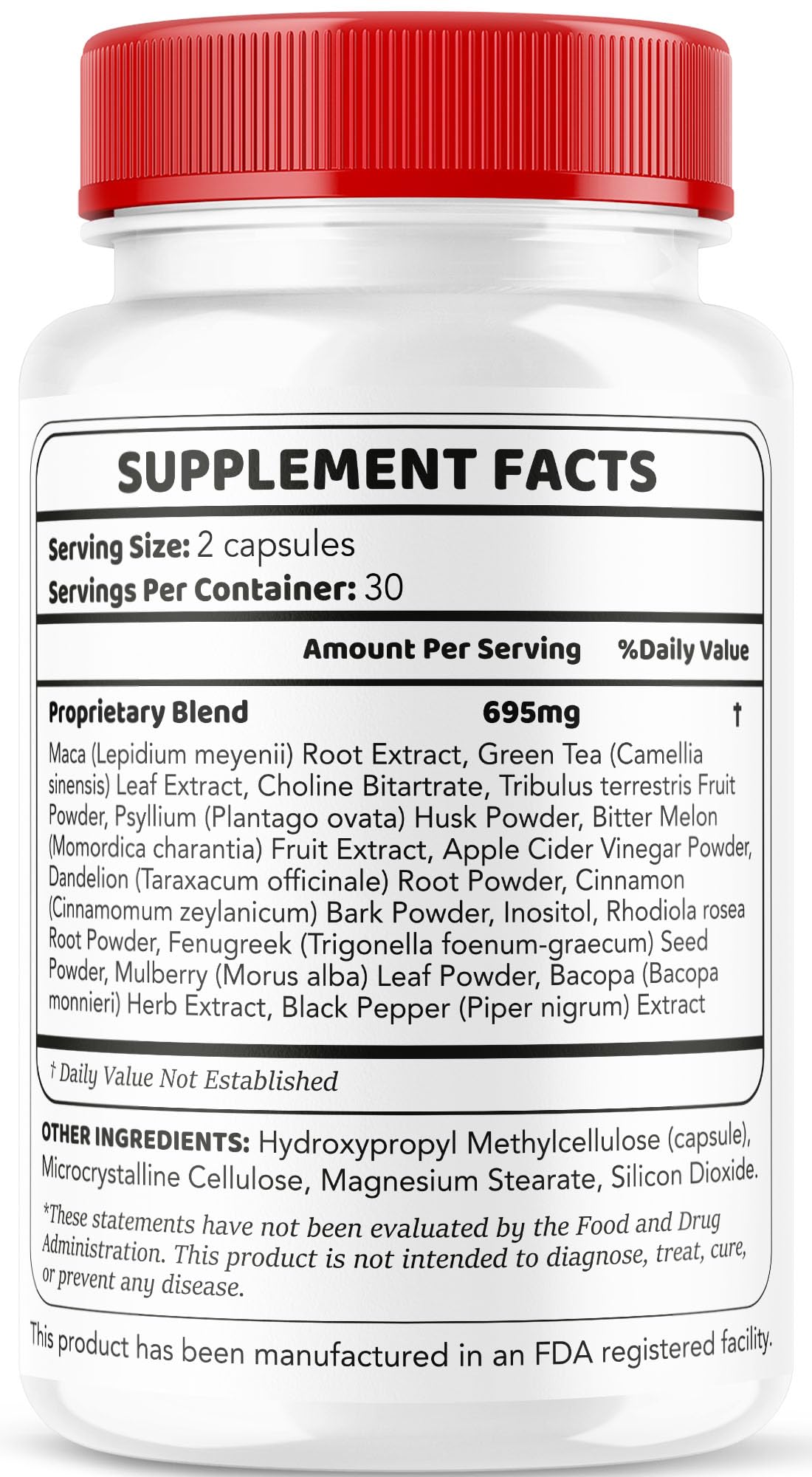 LIVORKA GlucoGuard nutrition facts panel with clear ingredient info