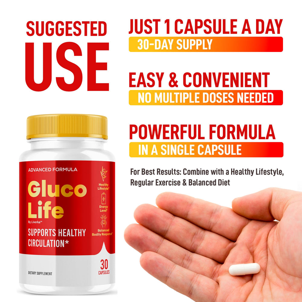 GlucoLife ingredients list highlighting natural blend by LIVORKA