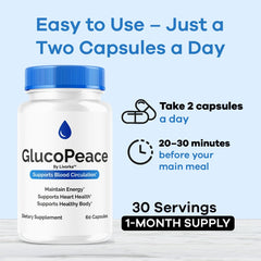 LIVORKA GlucoPeace bottle side view with capsule count.