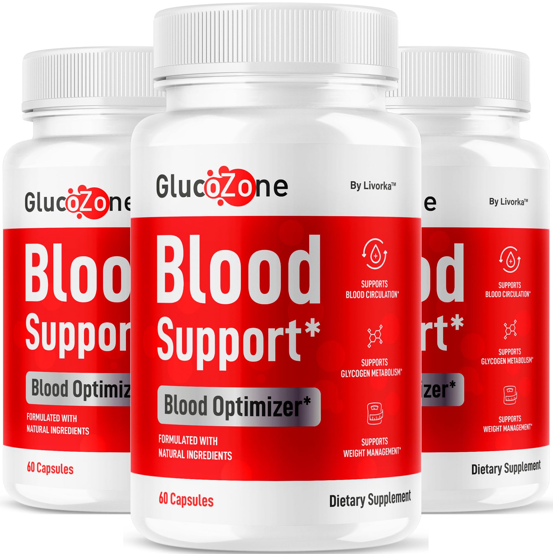 Livorka GlucoZone bottle pack promotes a convenient three-month supply for daily wellness.