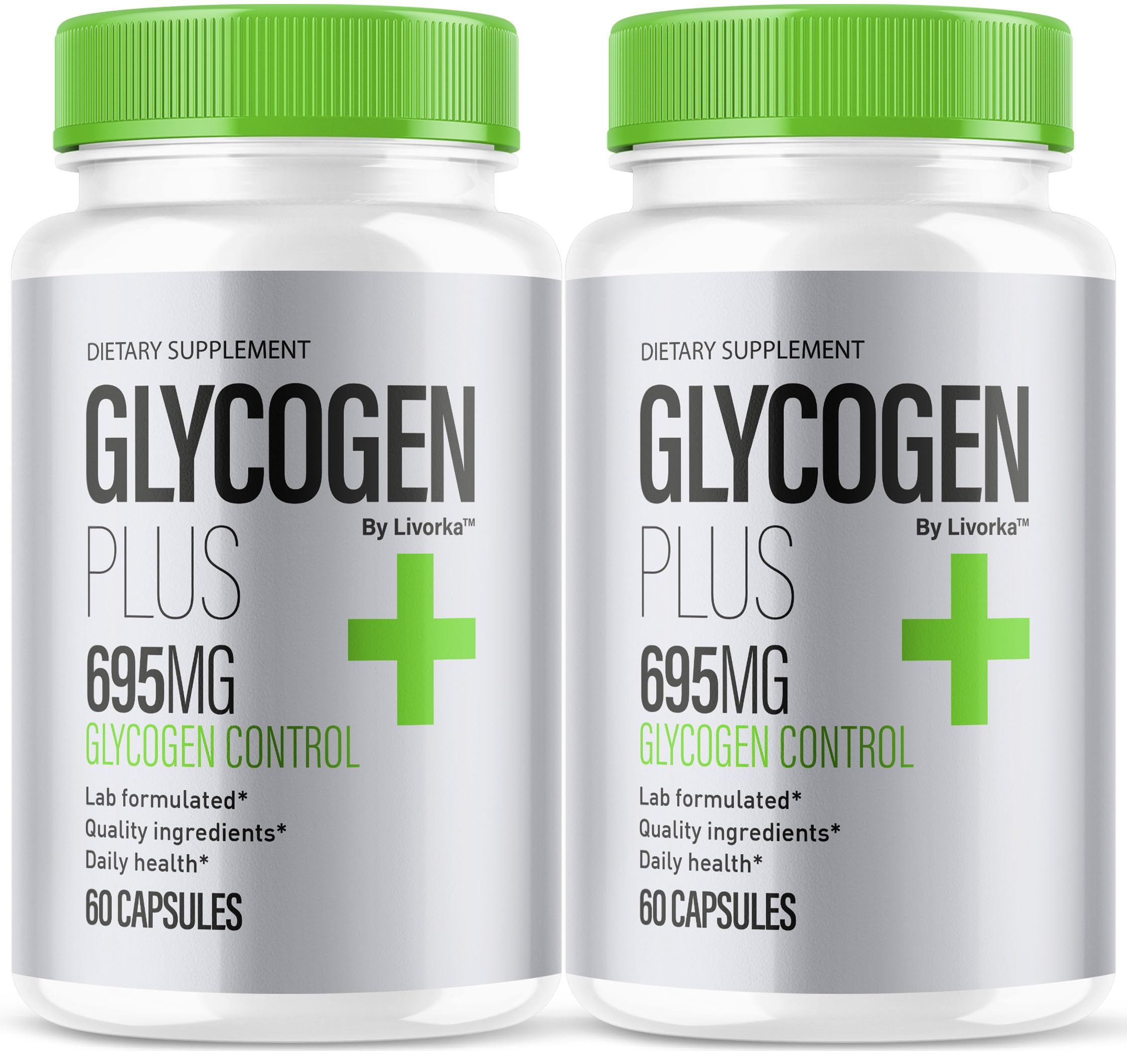 Livorka Glycogen Plus bottle front promotes daily wellness with a natural formula