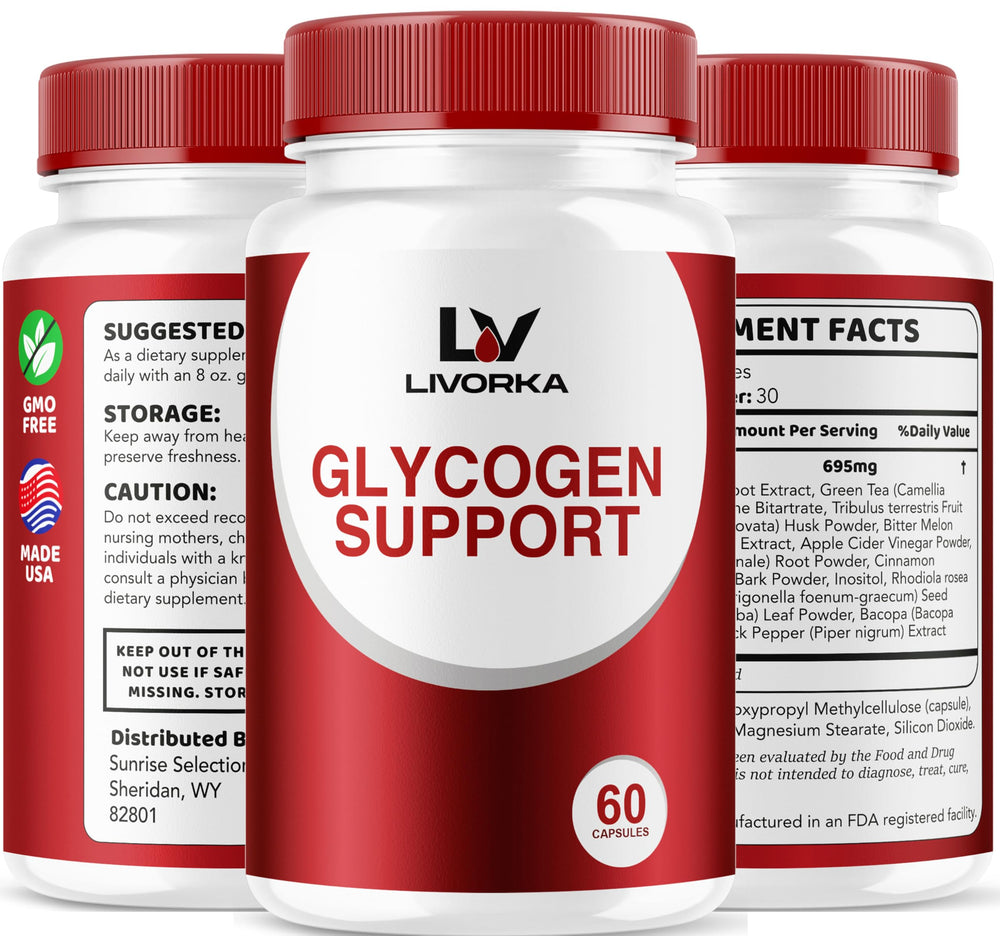 LIVORKA Glycogen Support capsules on white background