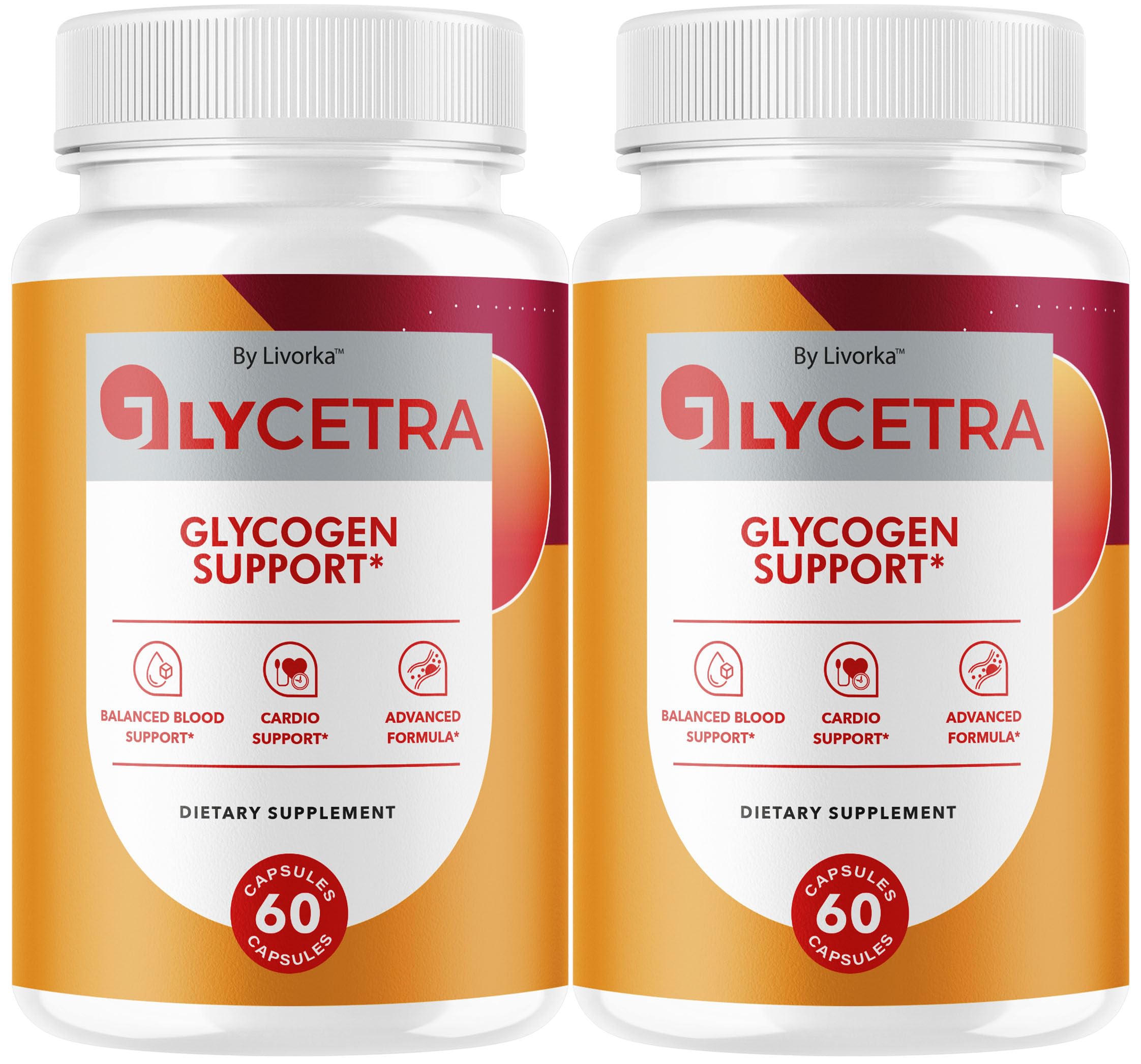 LIVORKA Glycetra bottle label with a two-month, 120-capsule supply