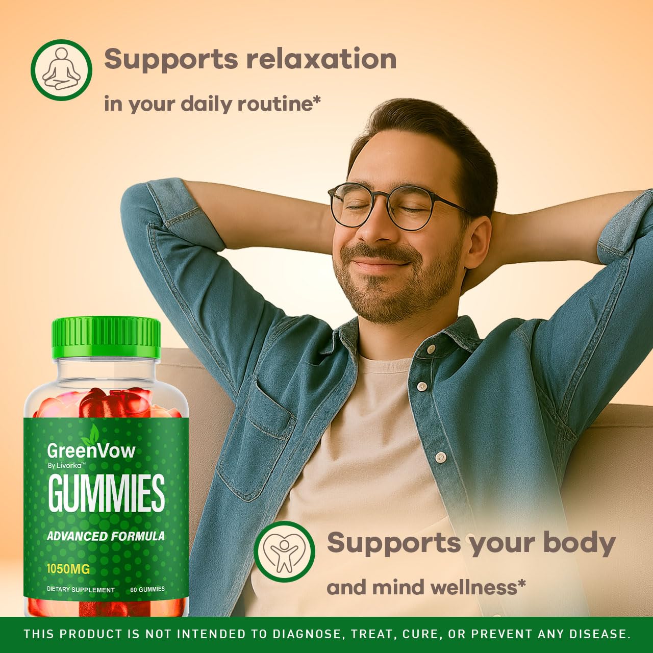 LIVORKA GreenVow Gummies pack showing two bottles for long-term use.