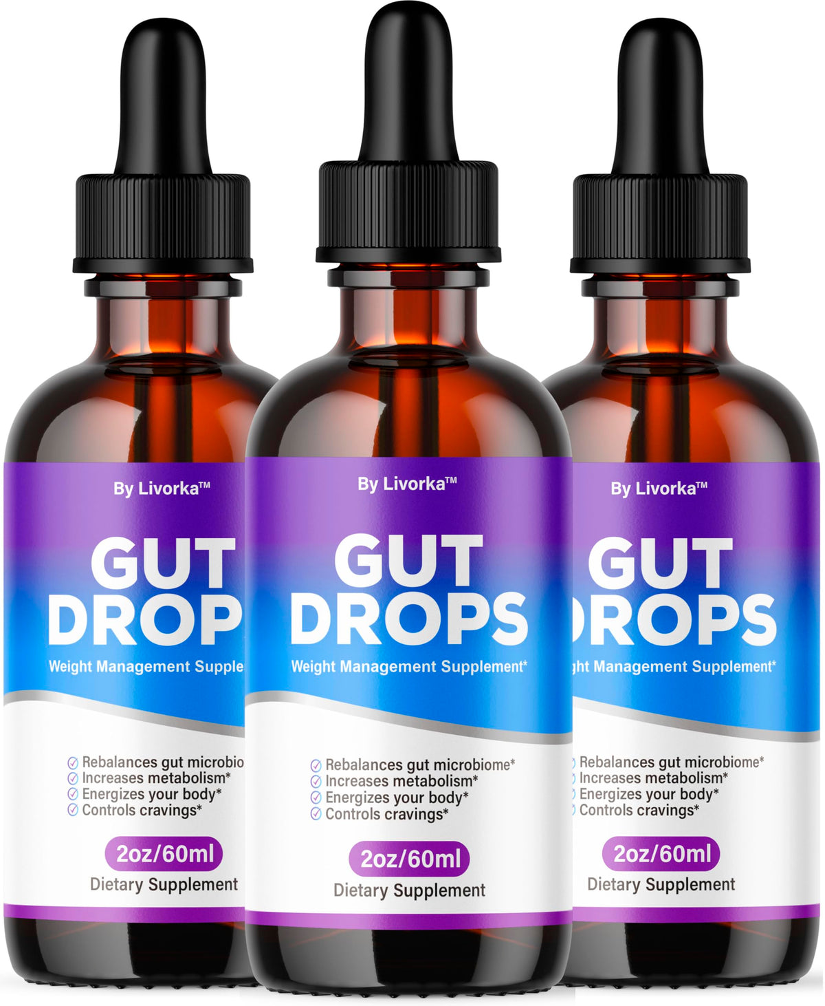 LIVORKA Gut Drops bottle front view highlighting premium liquid gut support