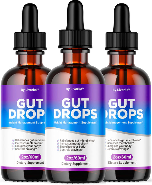 LIVORKA Gut Drops bottle front view highlighting premium liquid gut support
