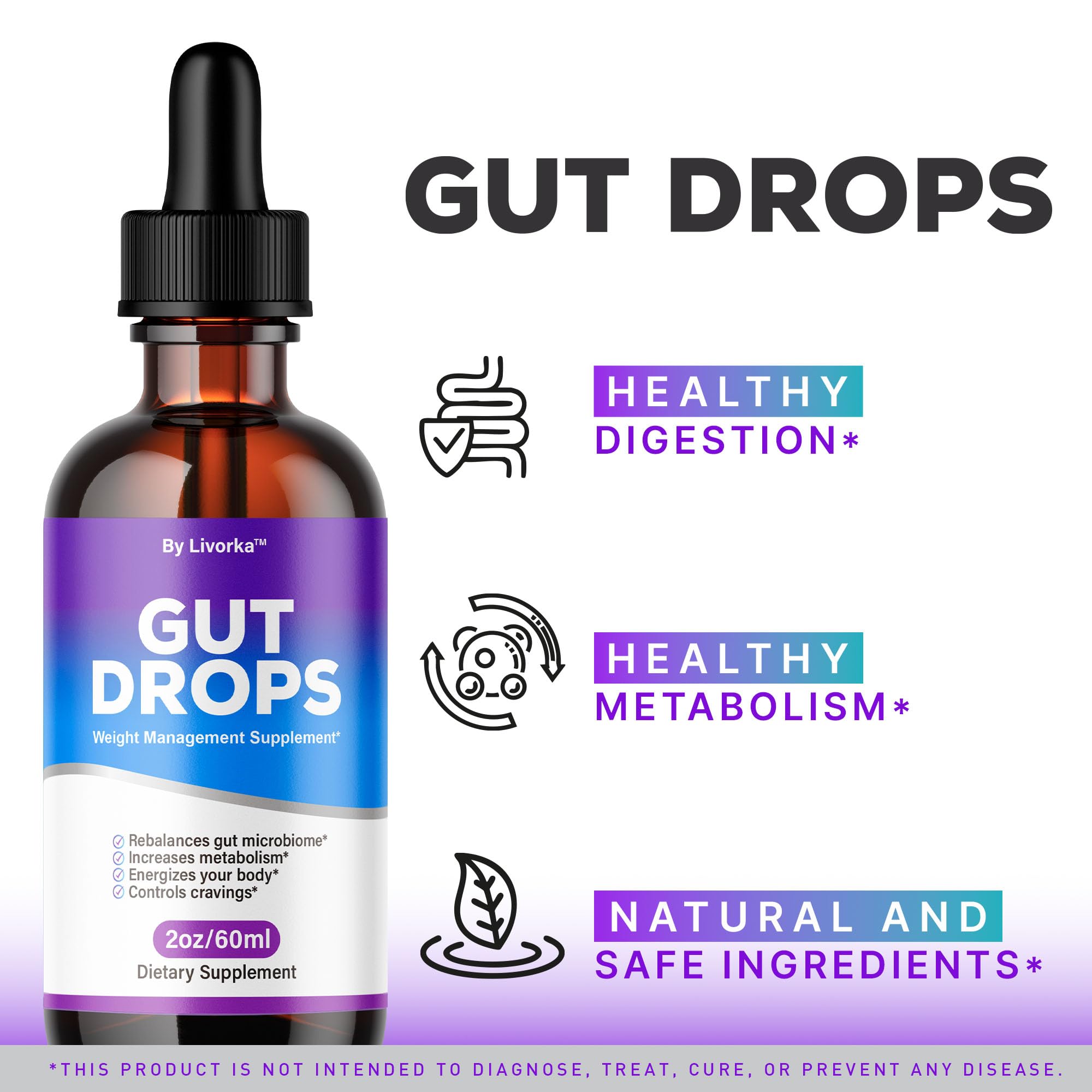 LIVORKA Gut Drops bottle label closeup showing natural ingredients