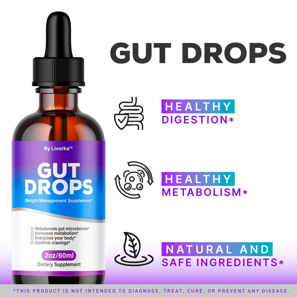 LIVORKA Gut Drops bottle label closeup showing natural ingredients