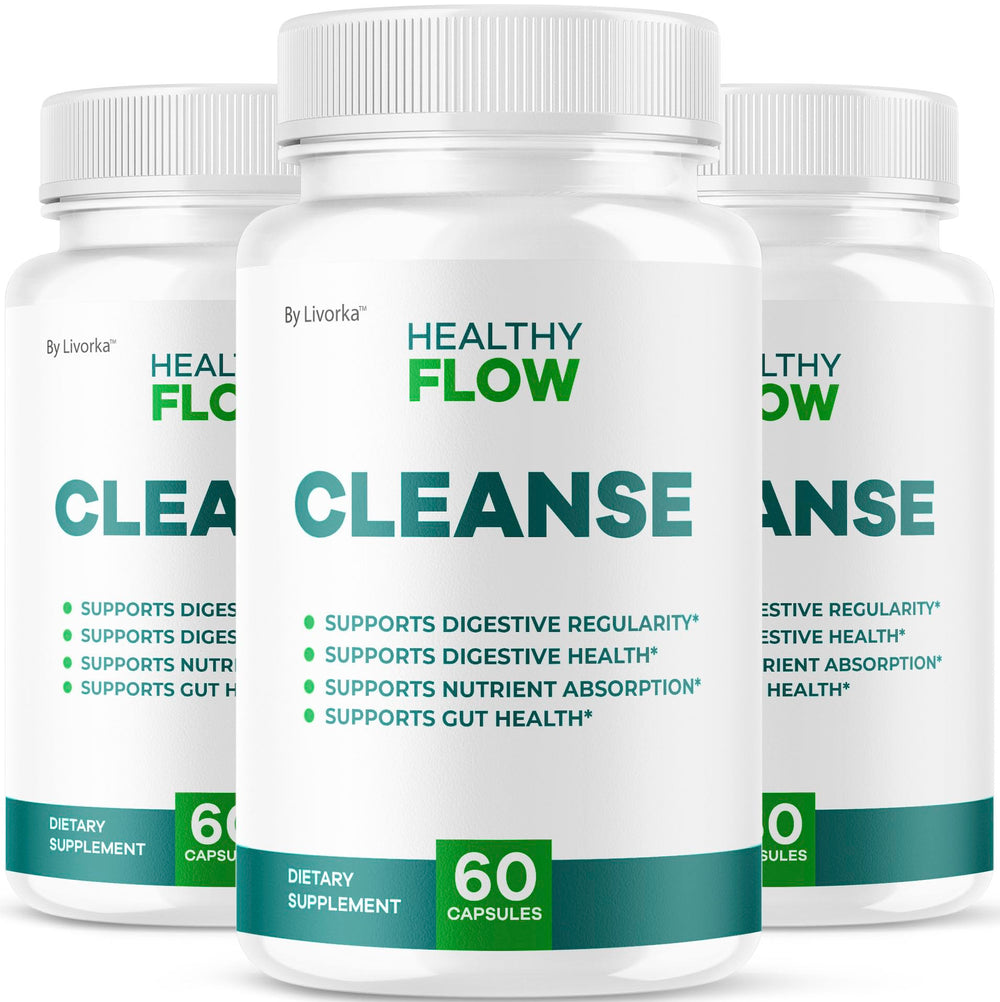 LIVORKA Healthy Flow Cleanse bottle-front for daily digestive support.
