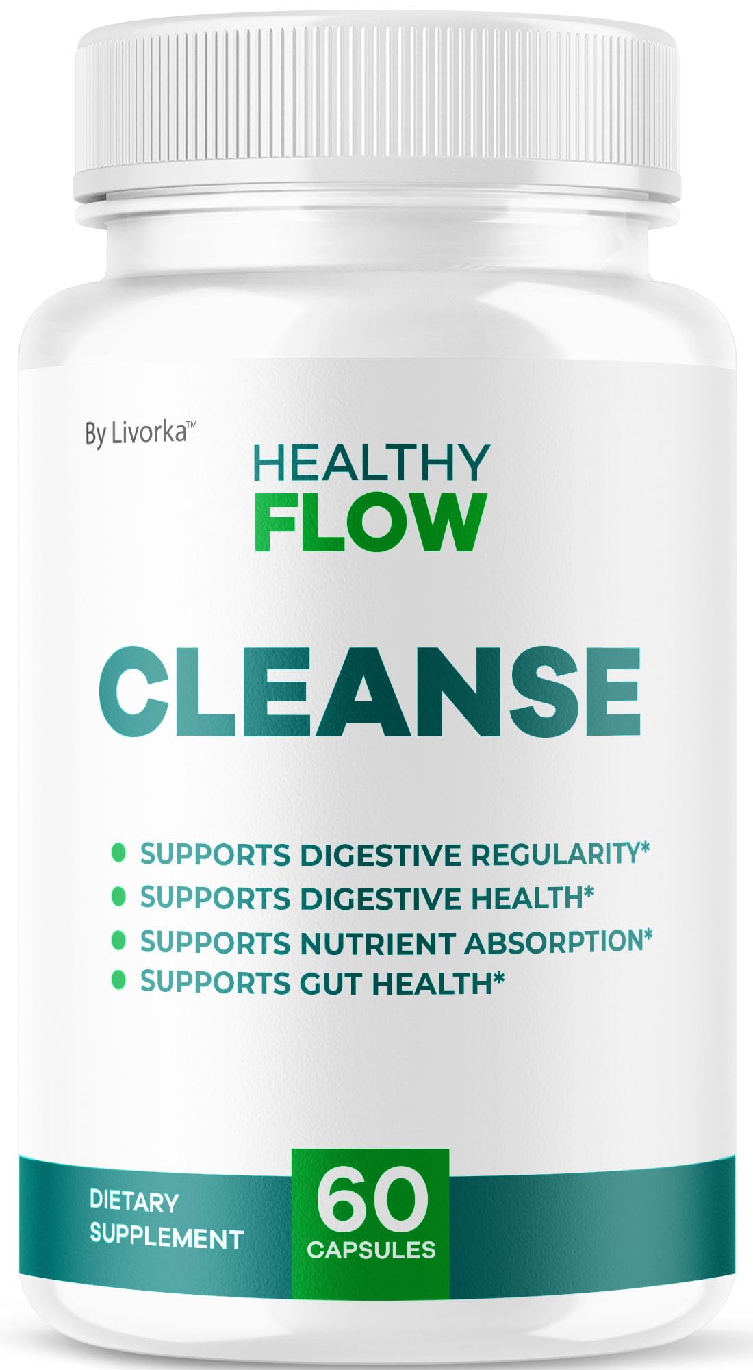 LIVORKA Healthy Flow Cleanse bottle front view for daily digestive support