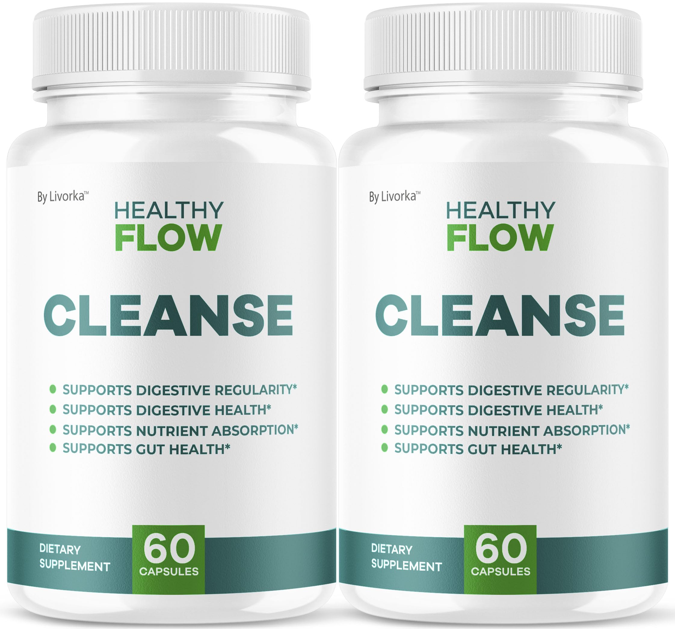 LIVORKA Healthy Flow Cleanse bottle pour supports daily digestion routine.