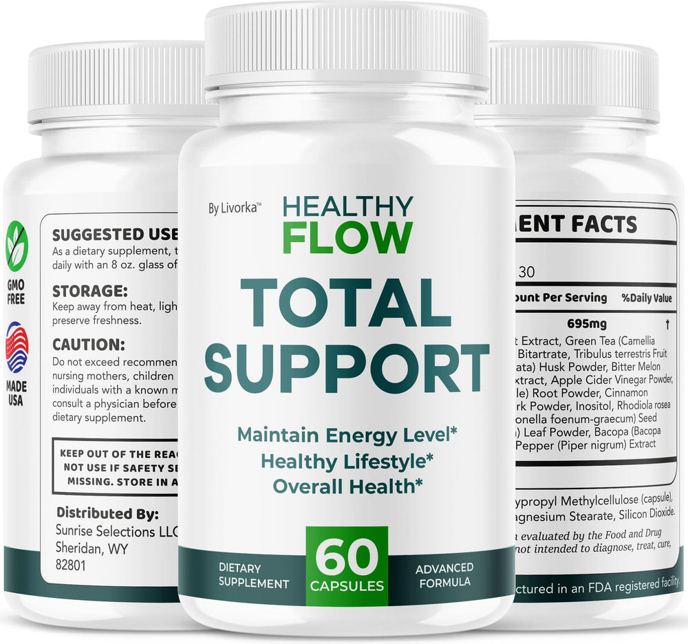 LIVORKA Healthy Flow capsules arranged for a simple daily routine.