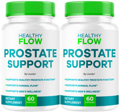 LIVORKA Healthy Flow Prostate Support bottle showing two-month supply for daily wellness.