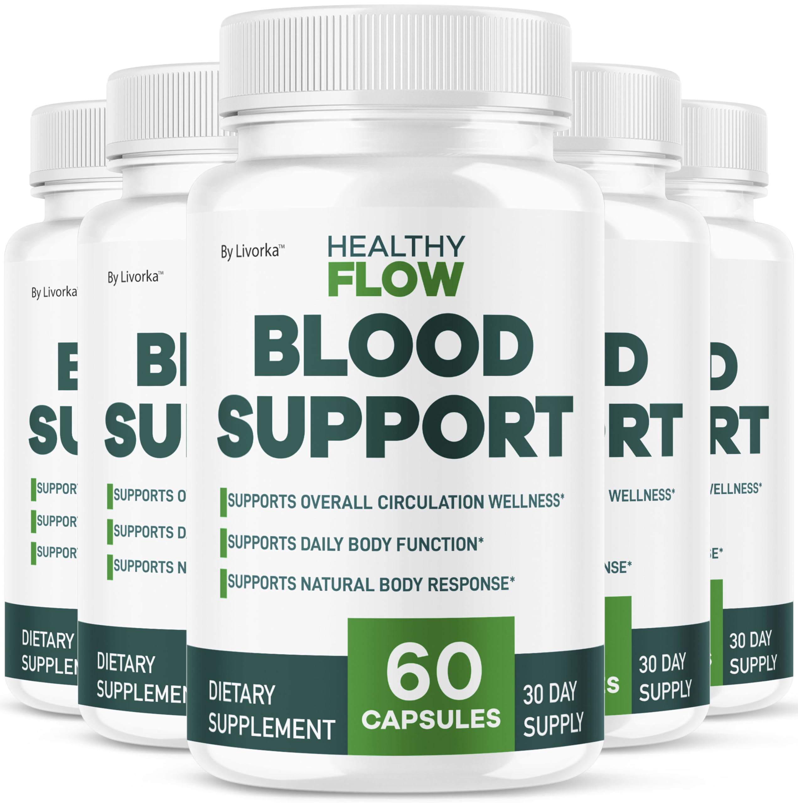 LIVORKA HealthyFlow bottle front for daily blood support.