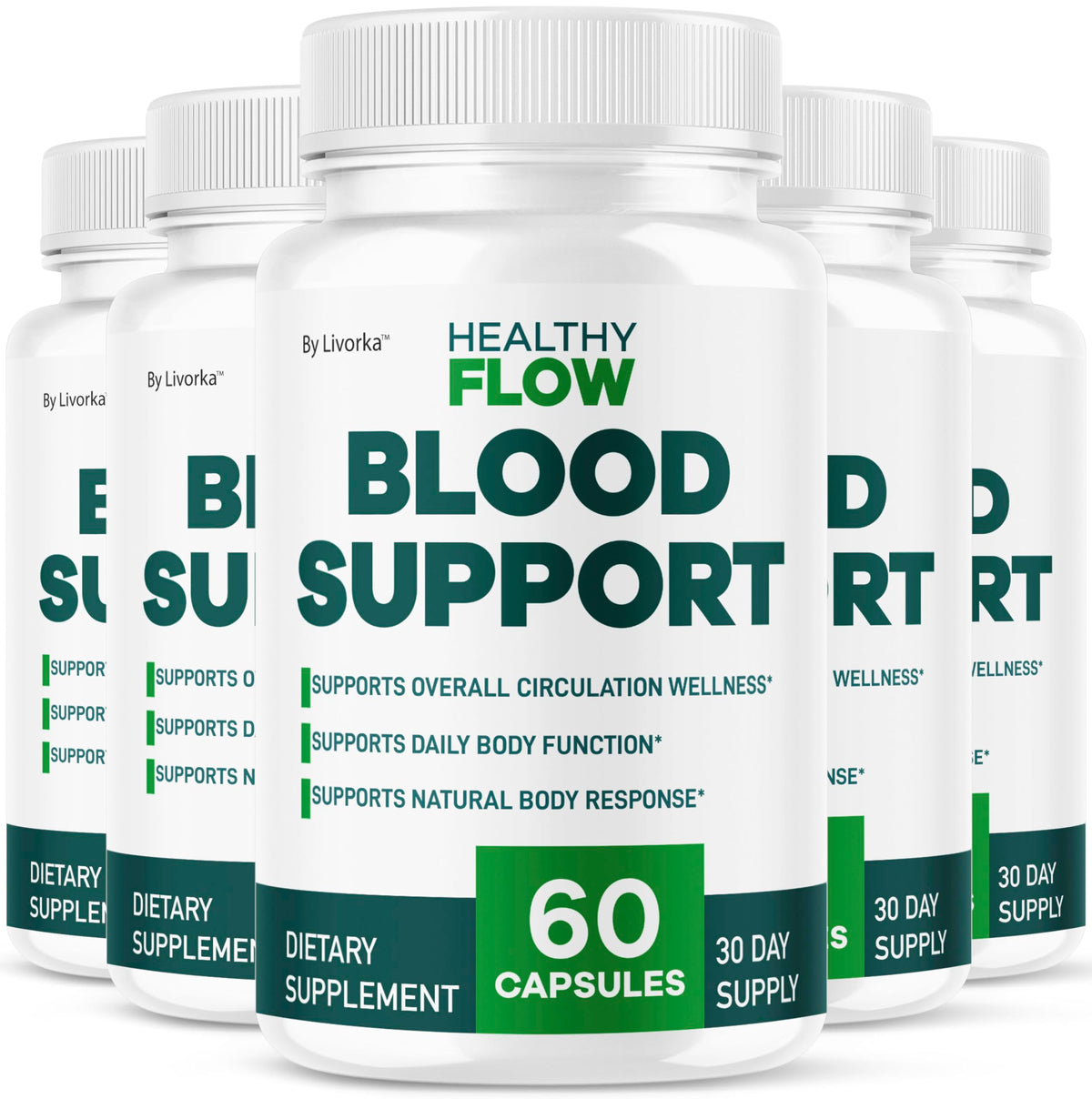 LIVORKA HealthyFlow bottle front for daily blood support.