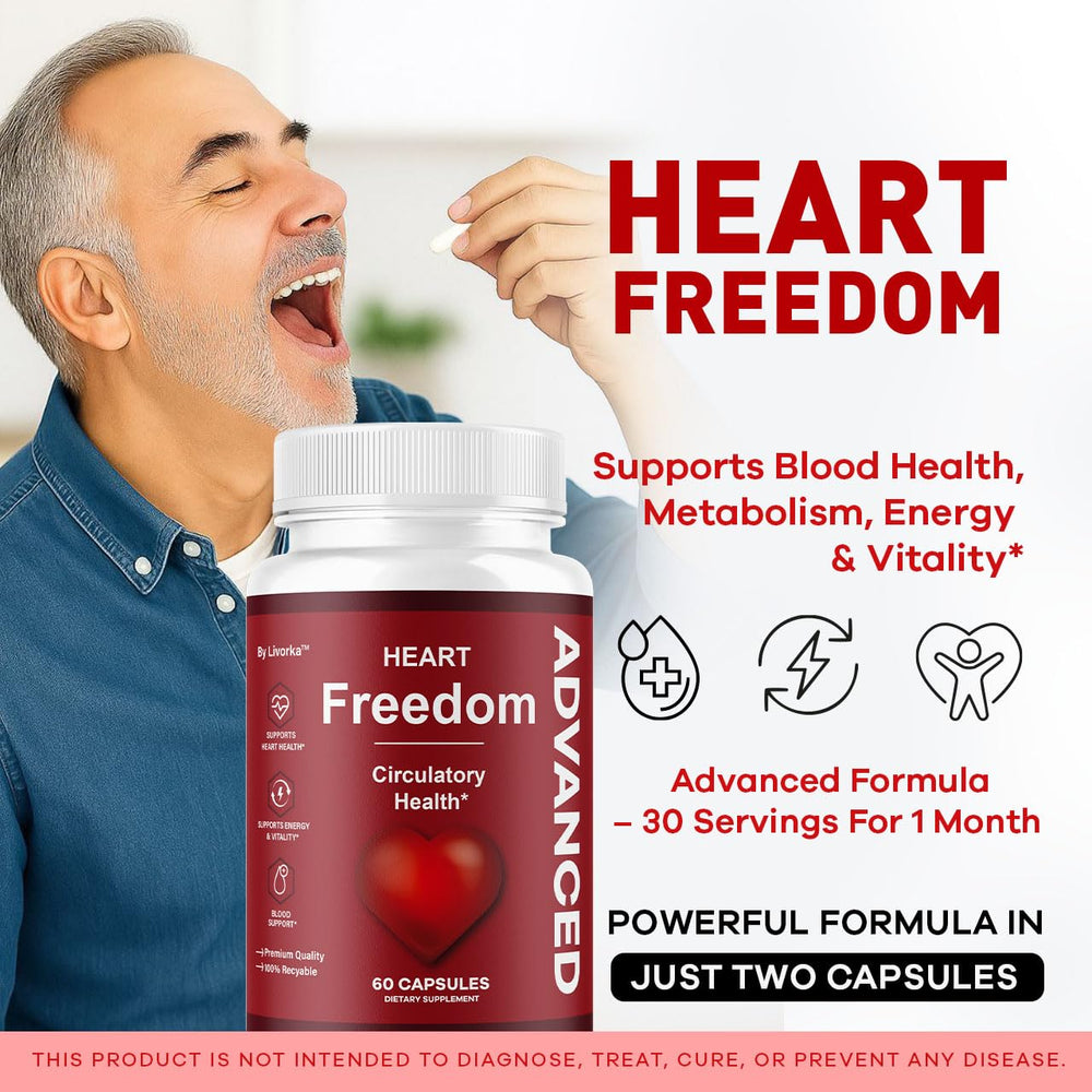 Livorka Heart Freedom bottle back label with ingredients for daily wellness