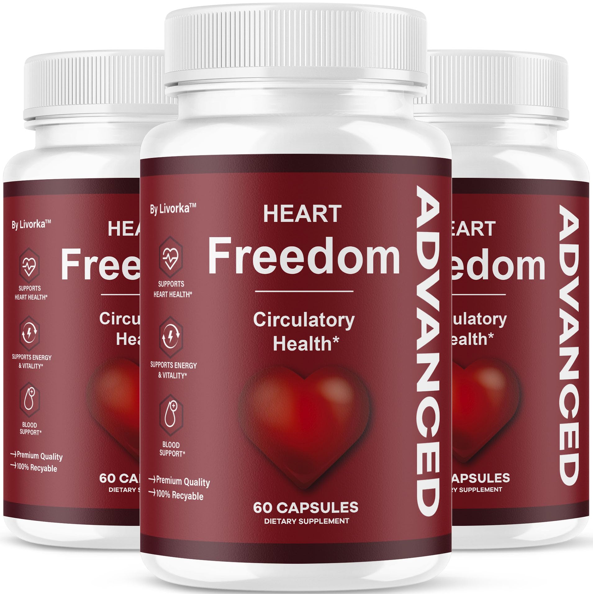 Livorka Heart Freedom bottle front view with capsules for daily wellness support