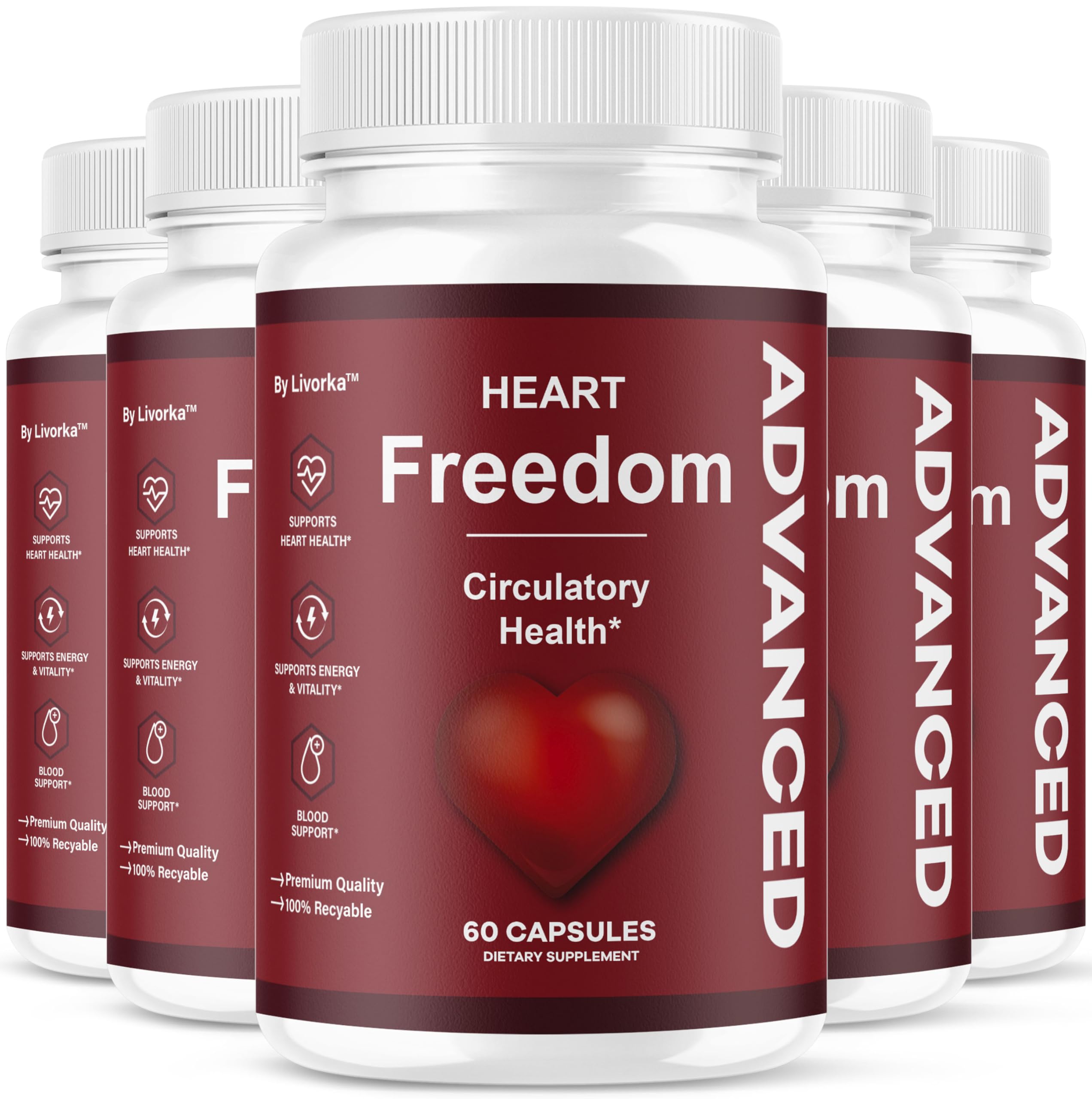 LIVORKA Heart Freedom bottle front view for daily wellness support.