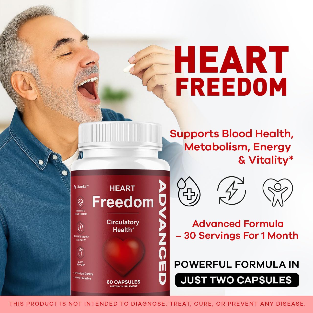 LIVORKA Heart Freedom bottle side view highlighting all natural ingredients.