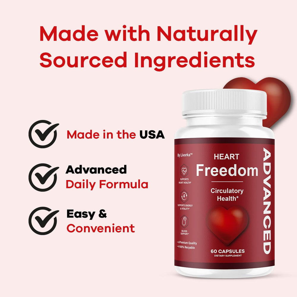 LIVORKA Heart Freedom label close-up emphasizing premium advanced blend.