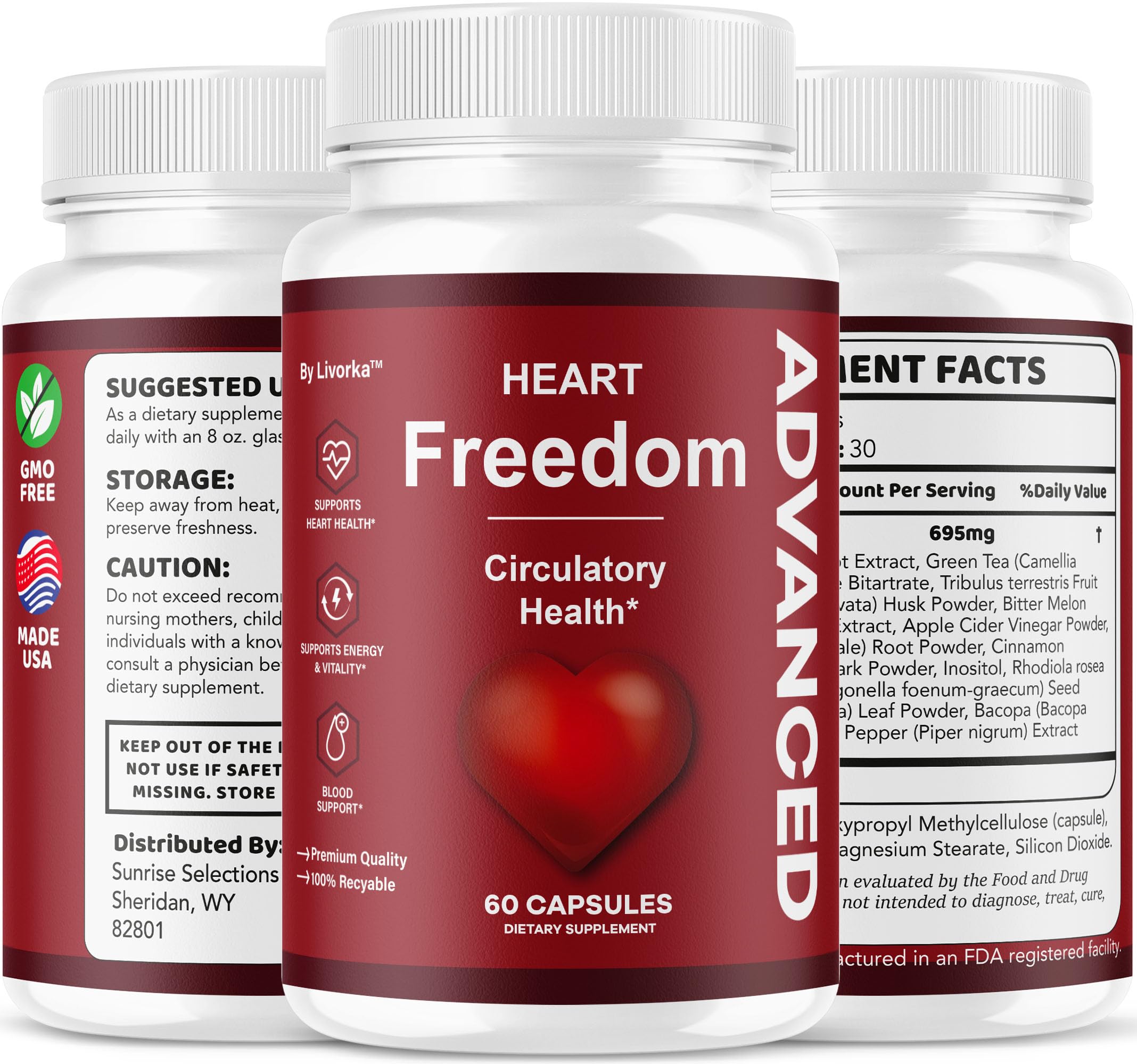 Travel-friendly Heart Freedom bottle beside a compact case for on-the-go use