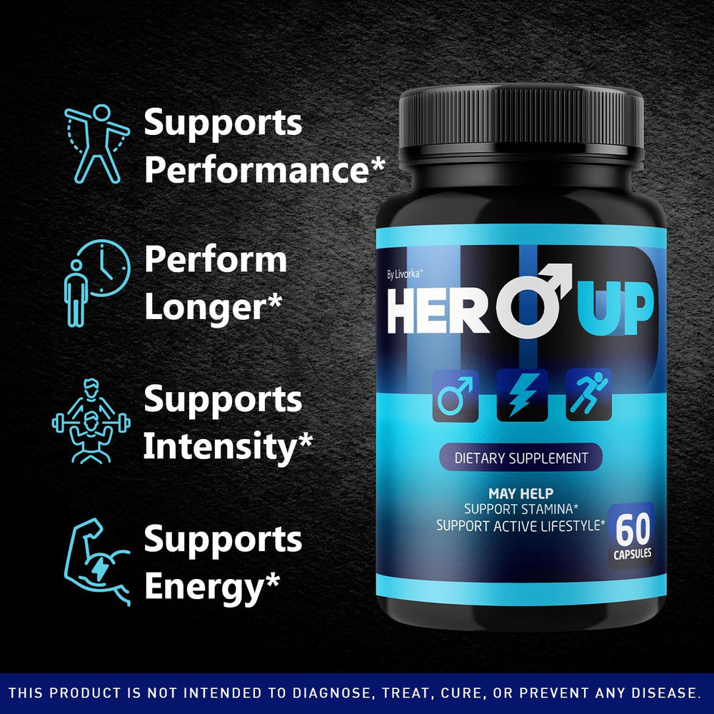 LIVORKA Hero Up bottle back highlighting ingredients for natural energy.